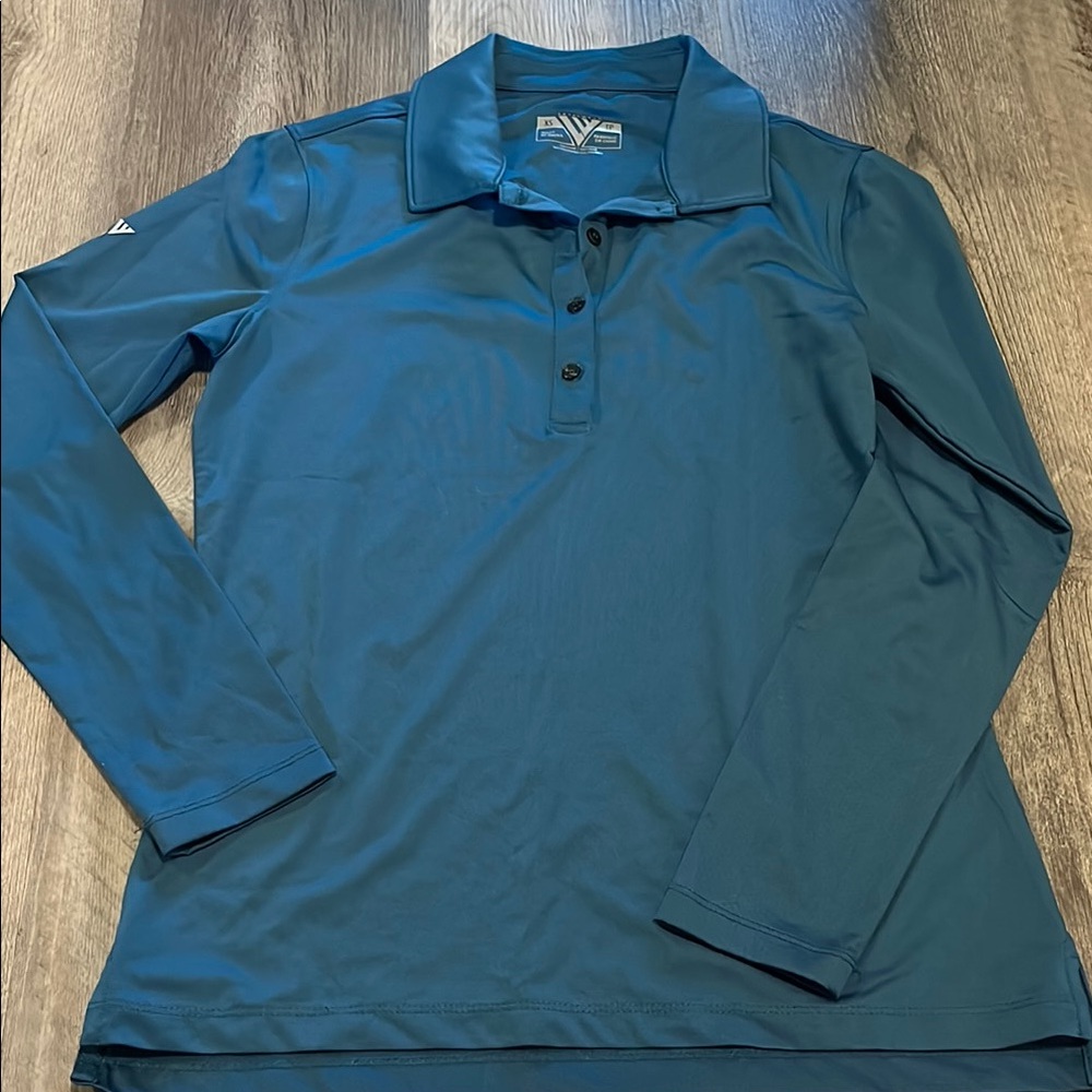 Women's Blue Long Sleeve Polo Shirt